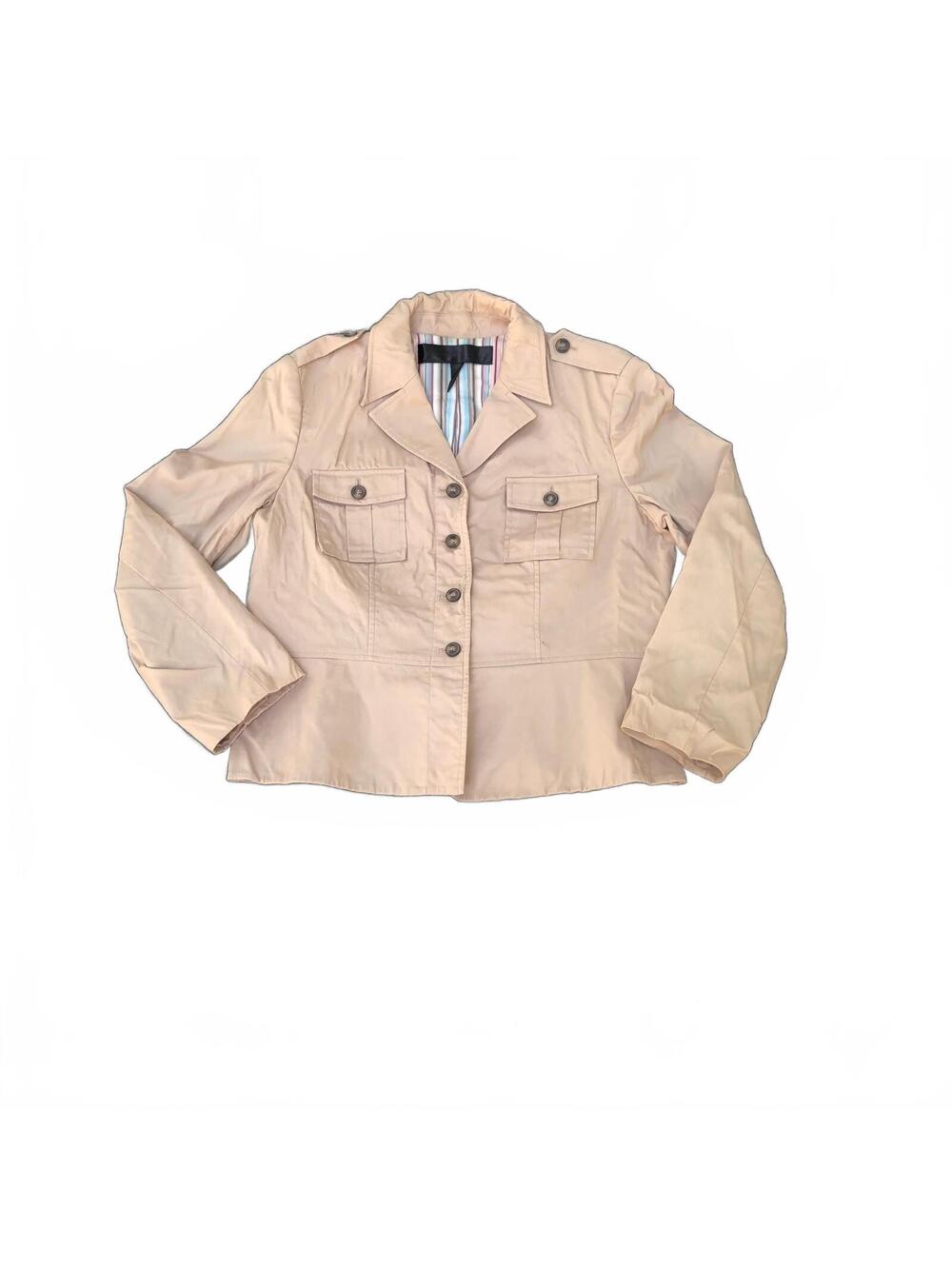 Apostrophe Petite Beige Cotton Blend Button-Up Jacket Size 14P